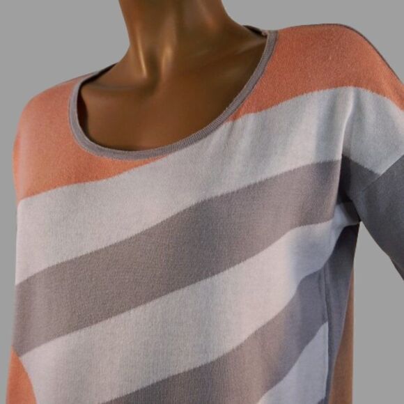 Angel Apparel Women Size Medium Tunic Top Cross Stripe Color Block - Picture 5 of 9